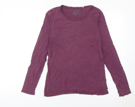 Fat Face Womens Purple Size 10 Scoop Neck Long Sleeve T-Shirt