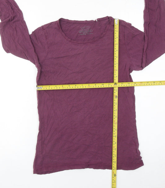 Fat Face Womens Purple Size 10 Scoop Neck Long Sleeve T-Shirt