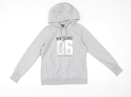 New Balance Womens Grey Hoodie Sweatshirt Size 12 M Pullover Running