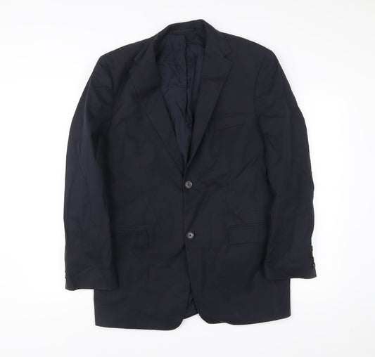 Hugo Boss Men's Blue 40 Blazer Jacket Regular Fit Cotton