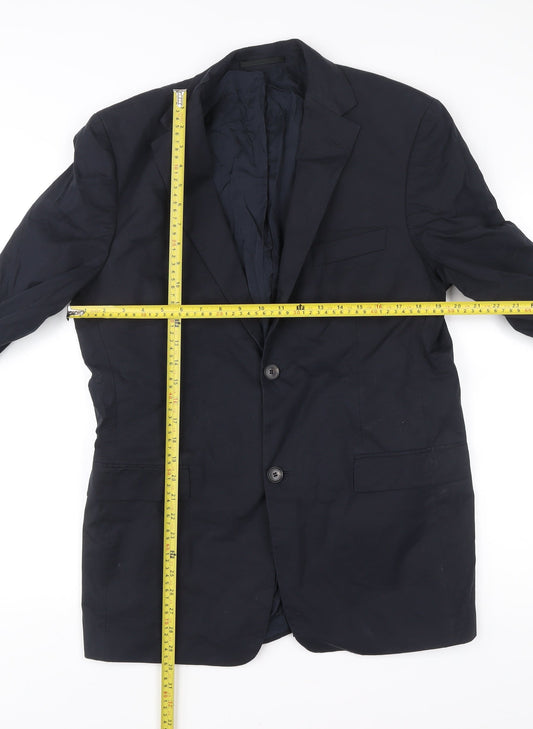 Hugo Boss Men's Blue 40 Blazer Jacket Regular Fit Cotton