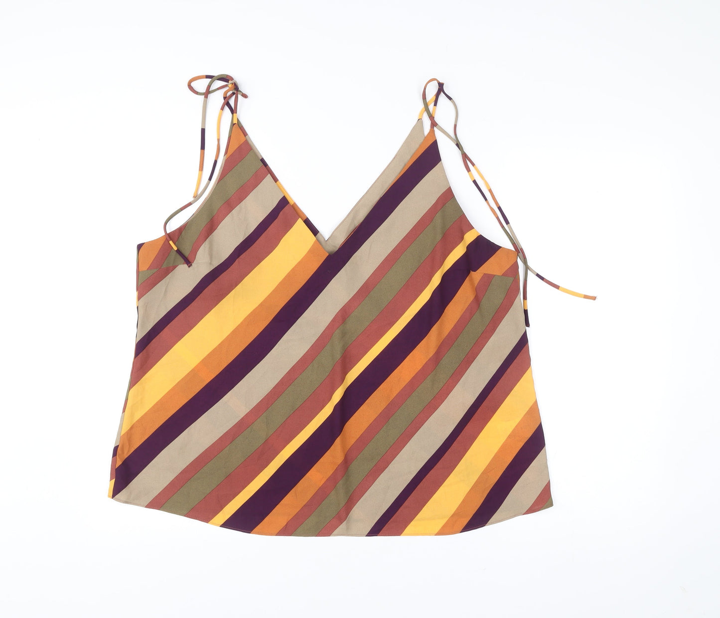 Peacocks Women’s Multicoloured Striped V-Neck Camisole Tank Top Size 20