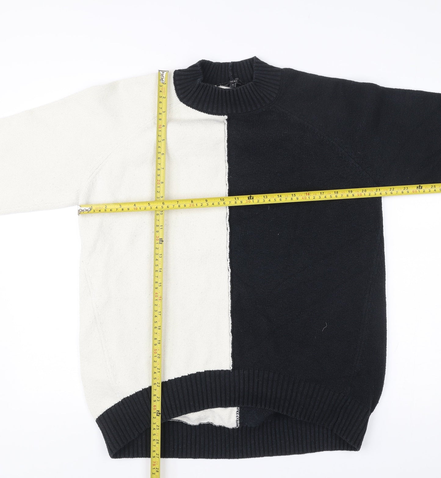 Next Women’s Black White Pullover Jumper M Mock Neck Knit