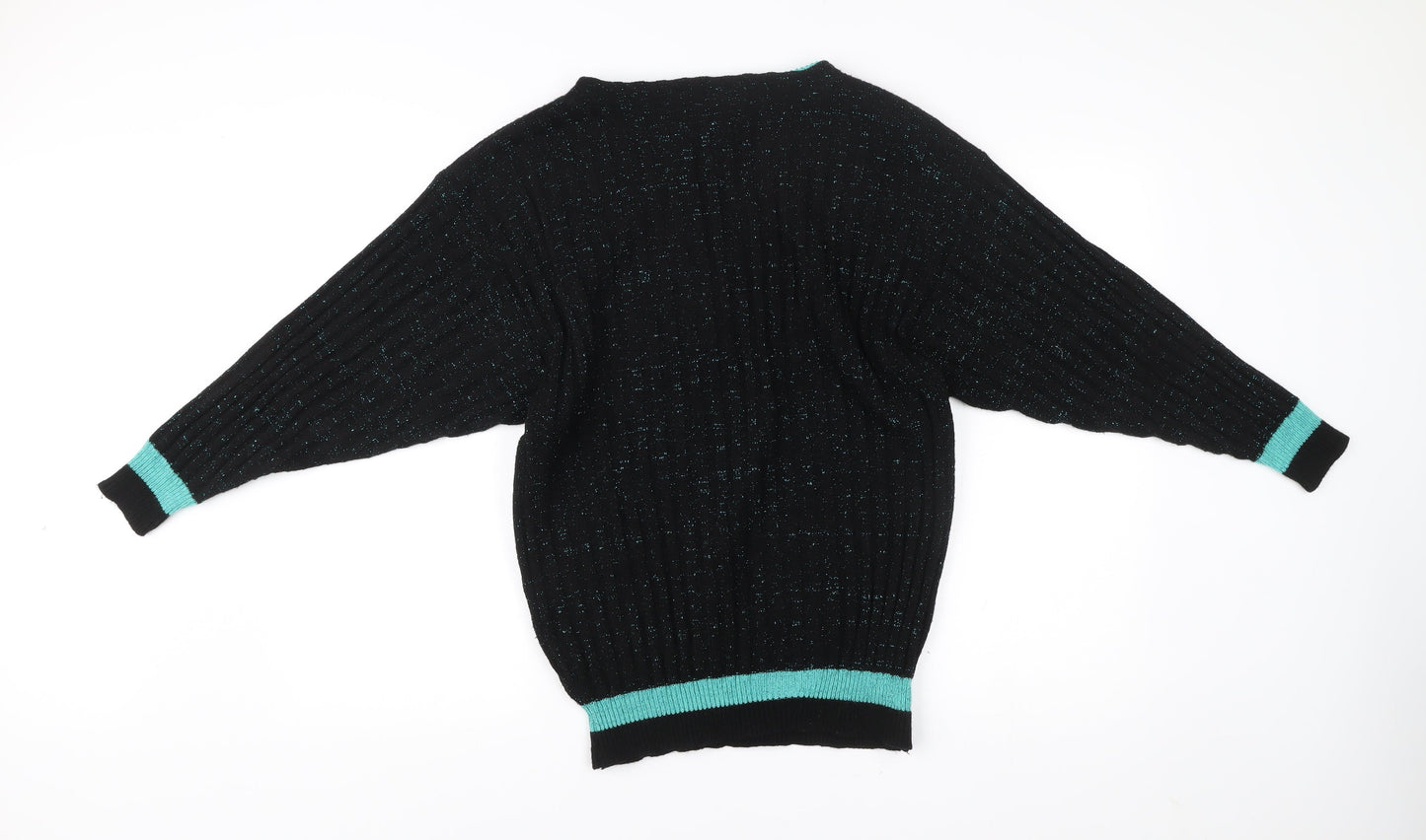 C&A Yessica Women Black Acrylic Floral Pullover Jumper Size 14