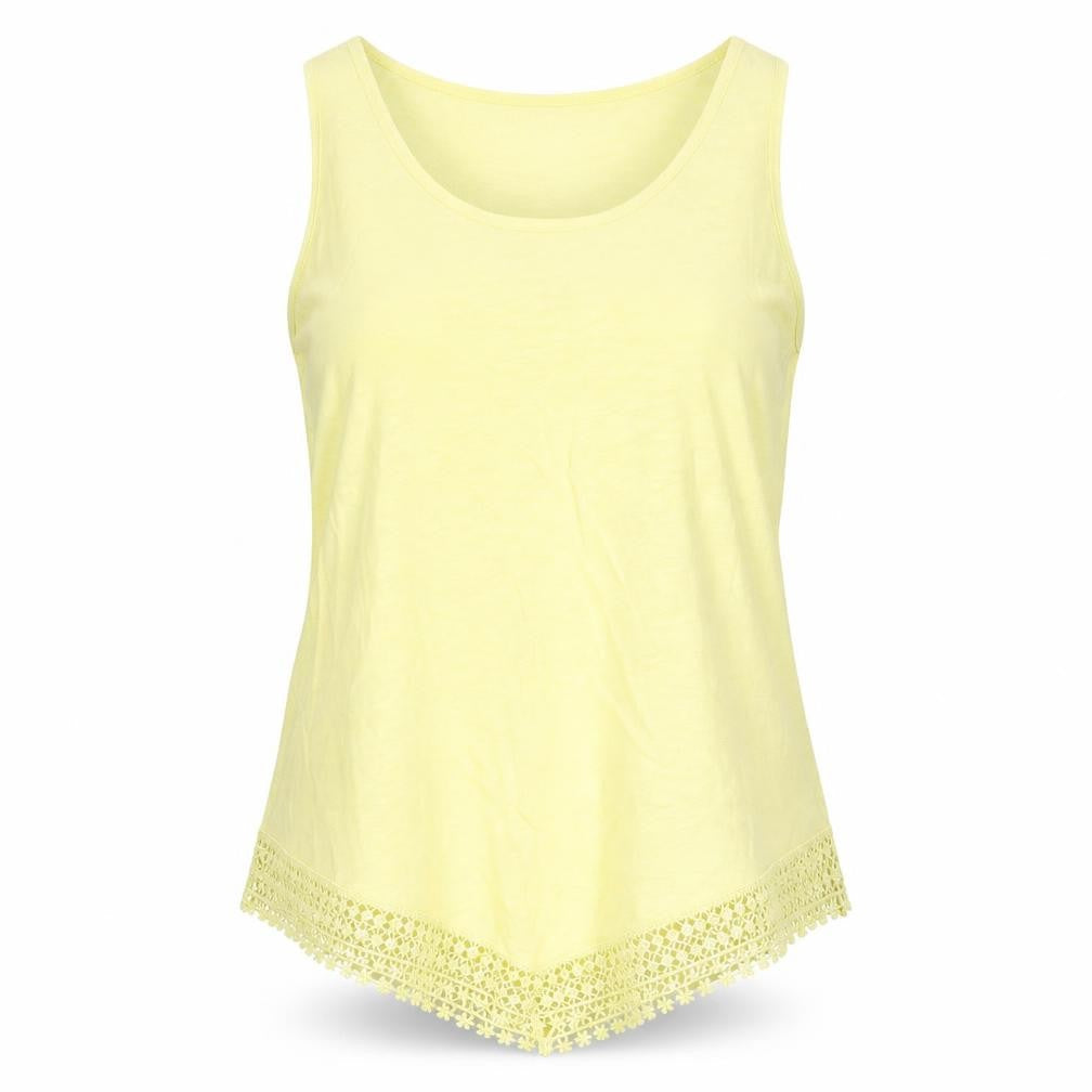Principles by Ben de Lisi Women Yellow Tank Top Size 14 Crochet Hem