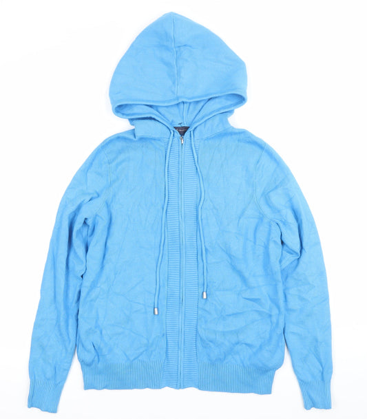 Marks and Spencer Women’s Blue Full Zip Hoodie XS Cotton Blend