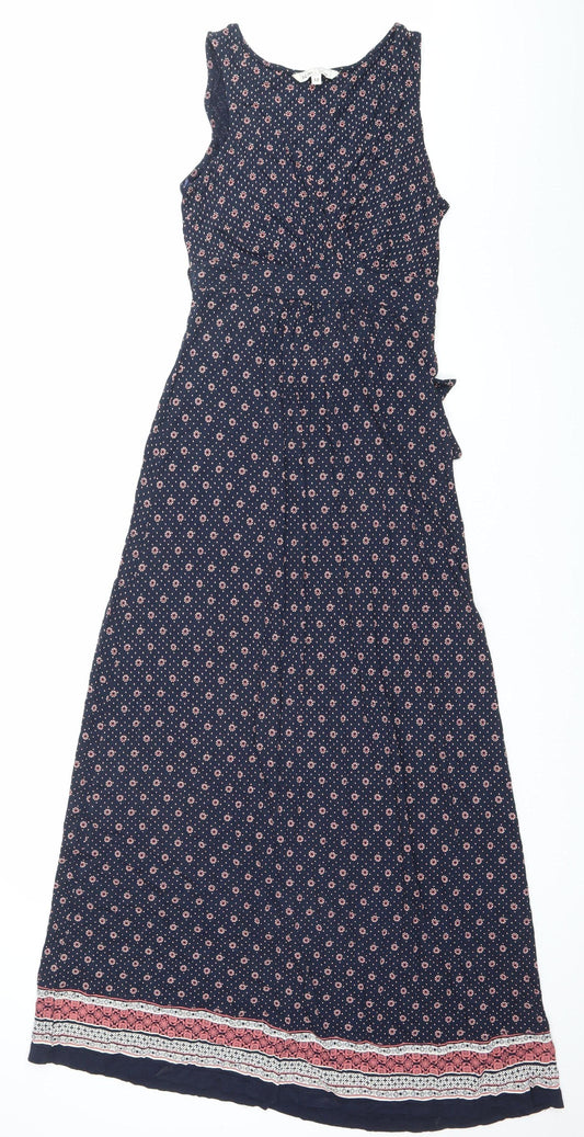 Fat Face Women’s Blue Floral Maxi Dress Size 12 Sleeveless Scoop Neck