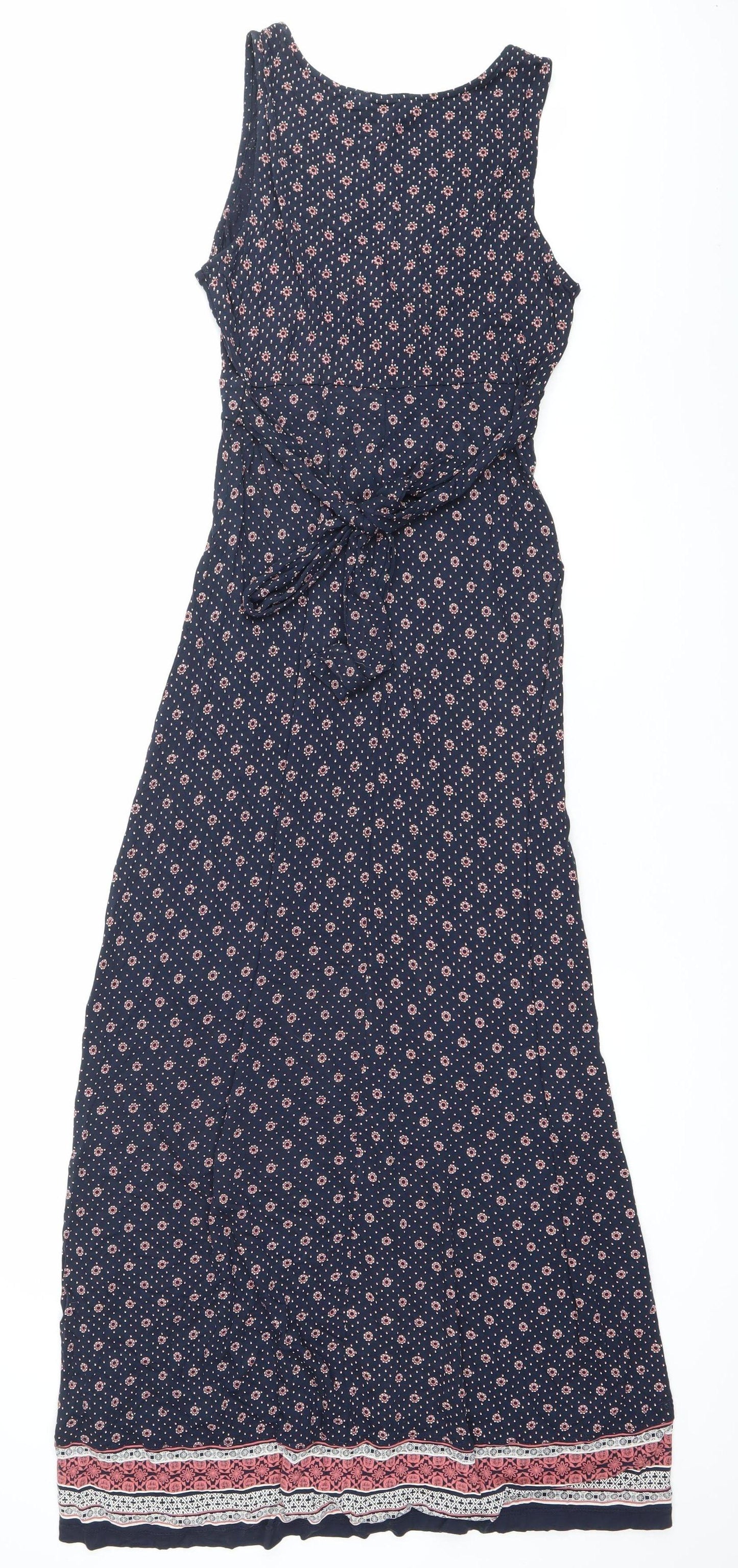 Fat Face Women’s Blue Floral Maxi Dress Size 12 Sleeveless Scoop Neck