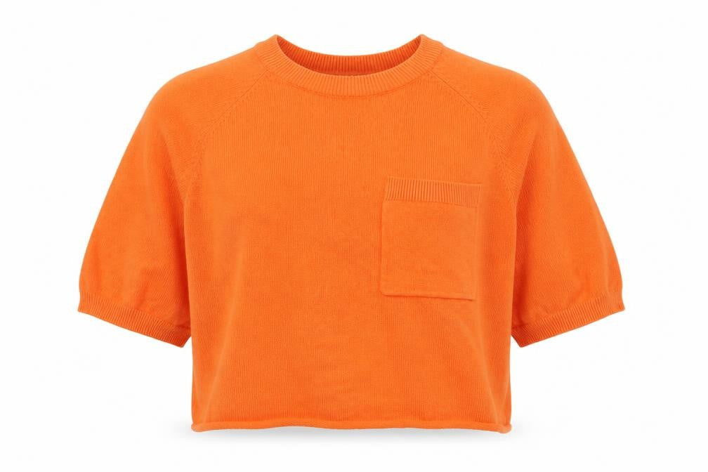 Oui Womens Orange Cotton Crew Neck Pullover Jumper Size 12