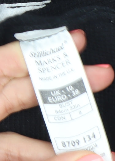 Marks and Spencer St Michael Womens Black Wool Zip Cardigan UK 10