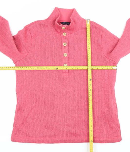 Lands' End Womens Pink Henley Sweatshirt UK M Cotton Blend