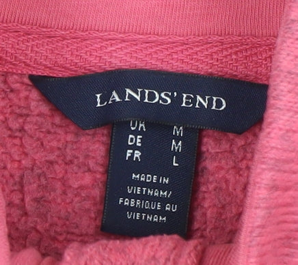 Lands' End Womens Pink Henley Sweatshirt UK M Cotton Blend