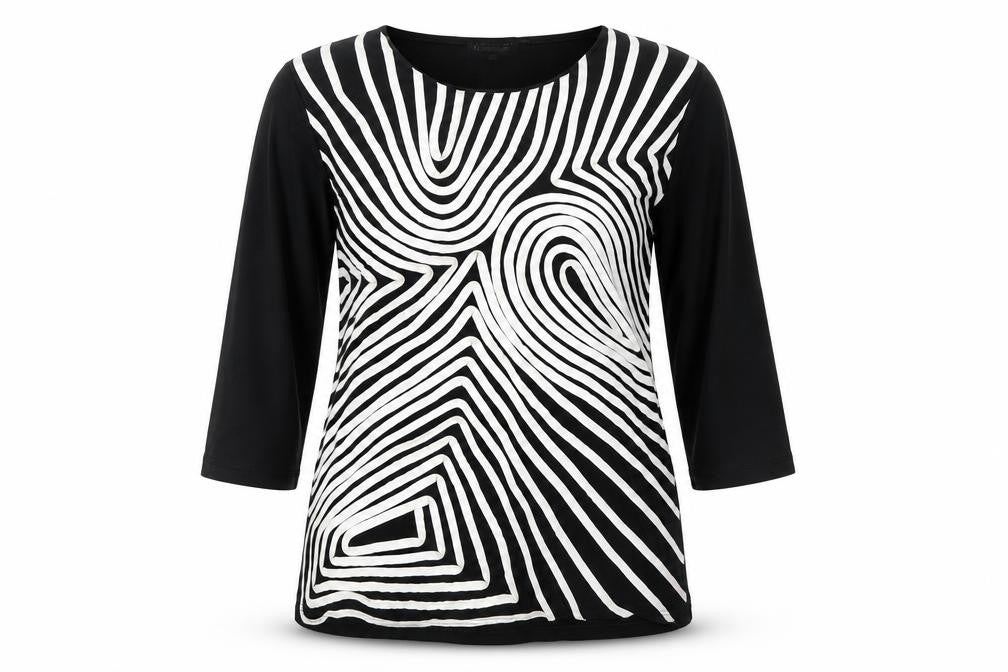 Sky Designs Women’s Black Striped Tunic Blouse Size 4 Polyester
