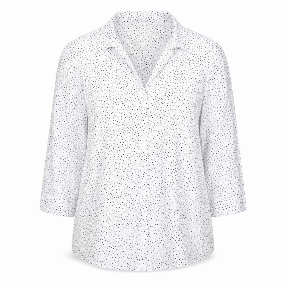 M&Co Womens White Polka Dot Button-Up Shirt Size 18 3/4 Sleeve