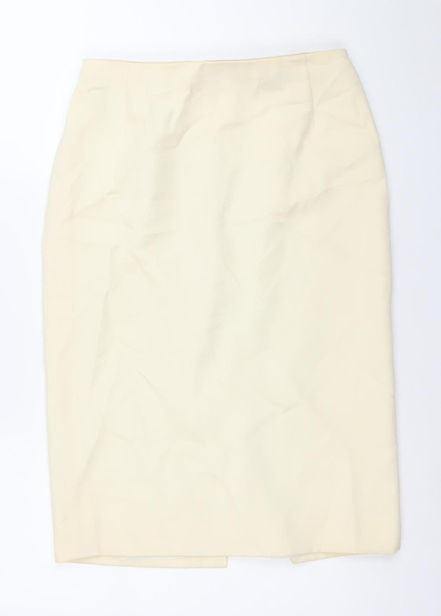 Marks and Spencer Women Ivory Size 14 Pencil Skirt Polyester Lined