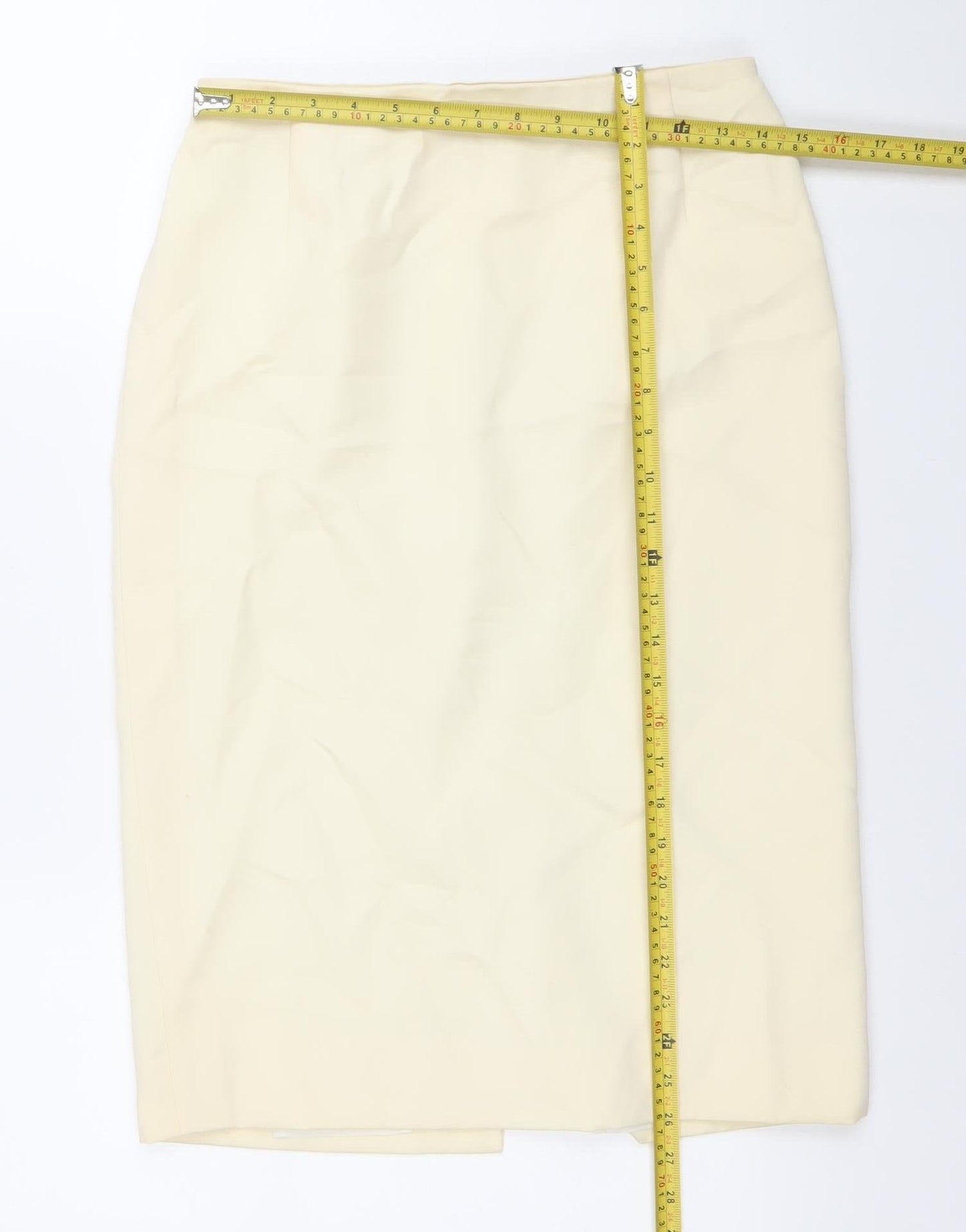 Marks and Spencer Women Ivory Size 14 Pencil Skirt Polyester Lined
