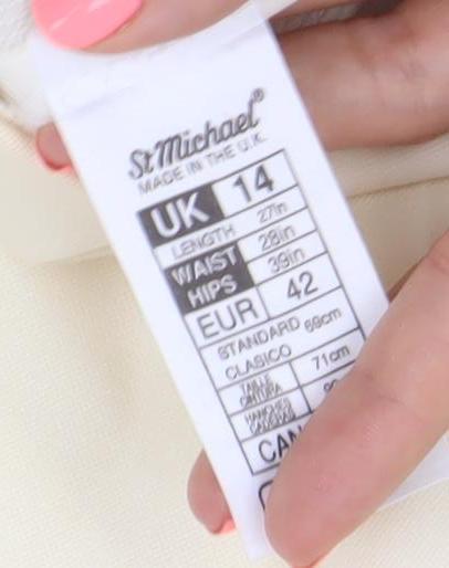 Marks and Spencer Women Ivory Size 14 Pencil Skirt Polyester Lined