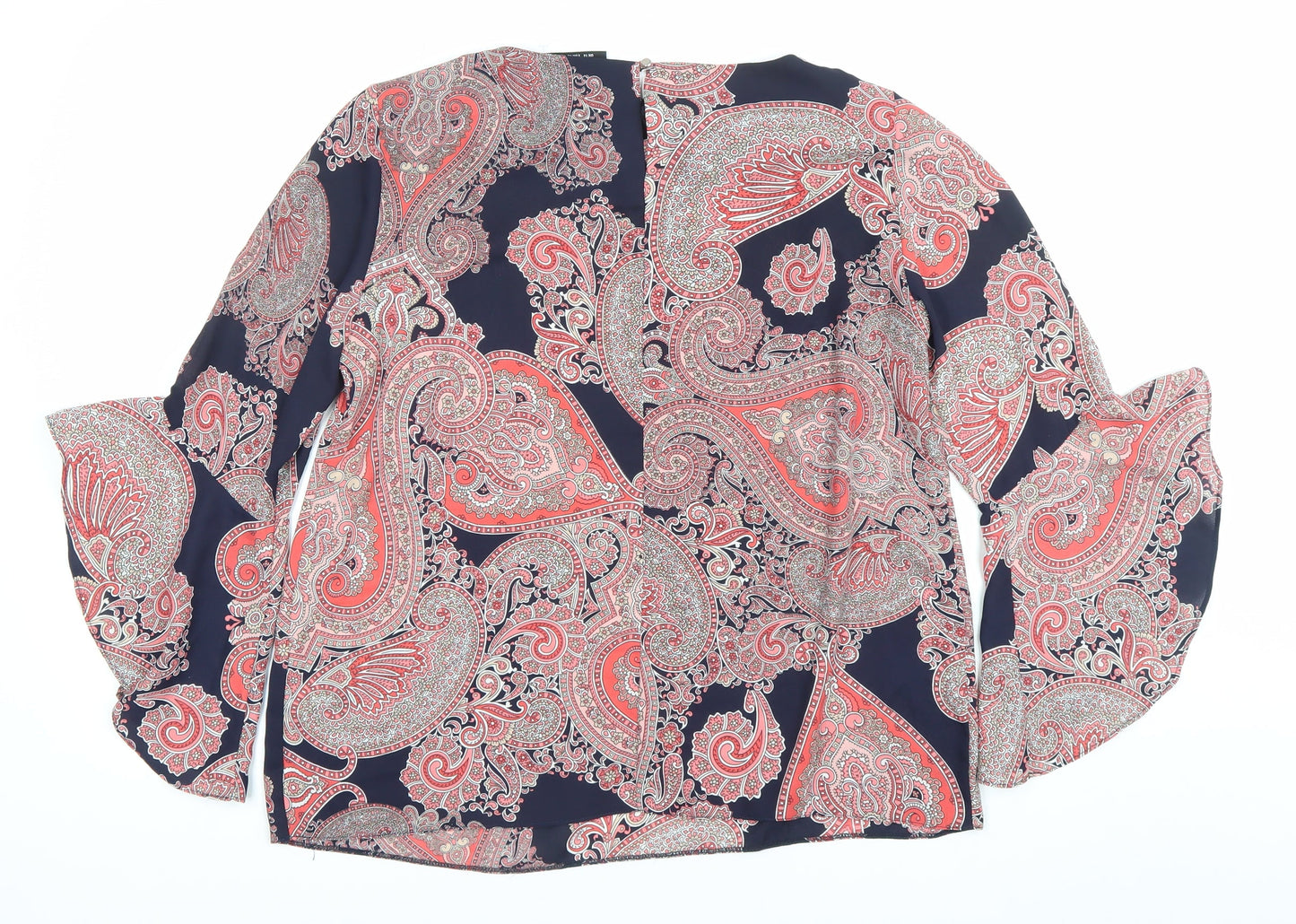 Wallis Women’s Multicoloured Paisley Blouse UK 14 Bell Sleeve
