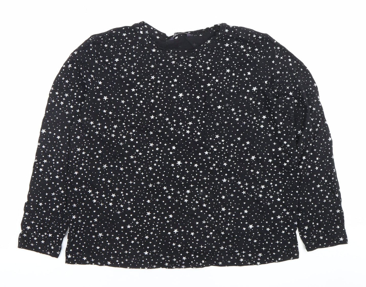 Marks and Spencer Womens Black Star Print Blouse Size 12 Long Sleeve