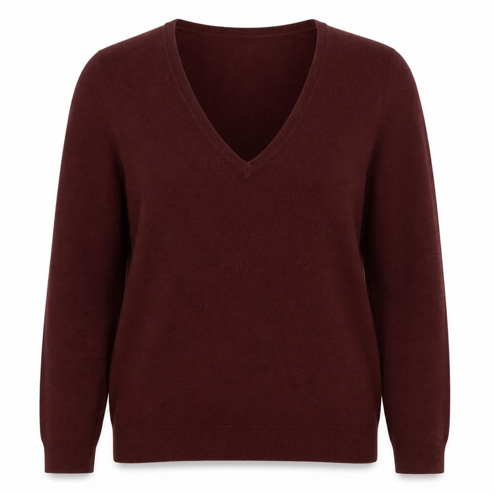 Marks and Spencer Womens Red Size 8 V-Neck Long Sleeve Jumper