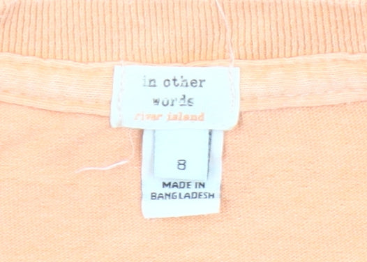 River Island Womens Orange Size 8 Graphic Print Cotton T-Shirt