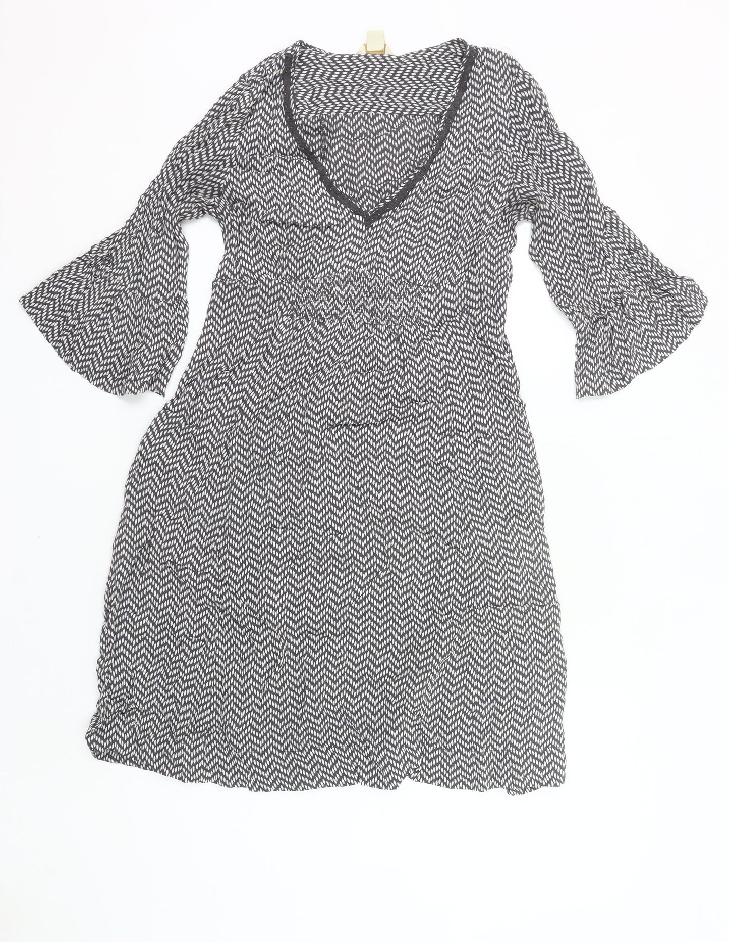 Monsoon Women’s Black Geometric A-Line Knee Length Dress Size 12