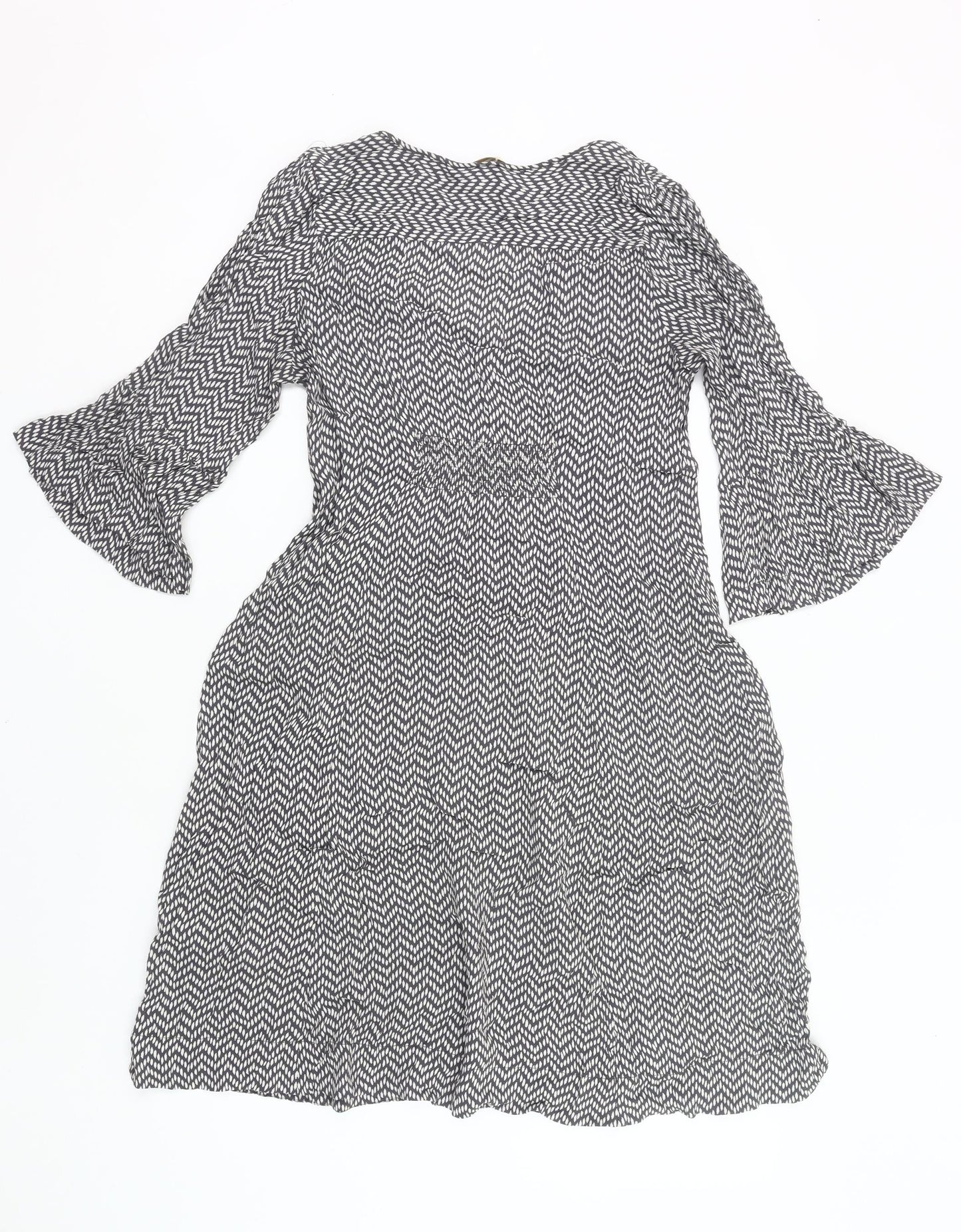 Monsoon Women’s Black Geometric A-Line Knee Length Dress Size 12