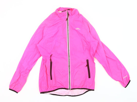 Trespass Womens Pink Waterproof Rain Coat Jacket Size 12 Hooded Outdoor