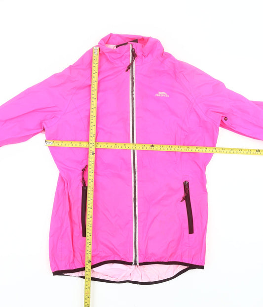 Trespass Womens Pink Waterproof Rain Coat Jacket Size 12 Hooded Outdoor