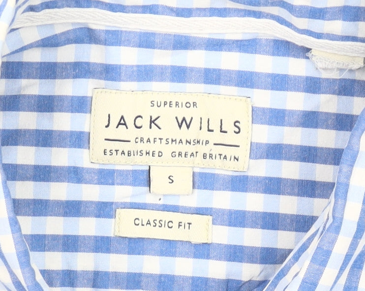 Jack Wills Men's Blue Check Cotton Button-Up Shirt Size S Classic Fit