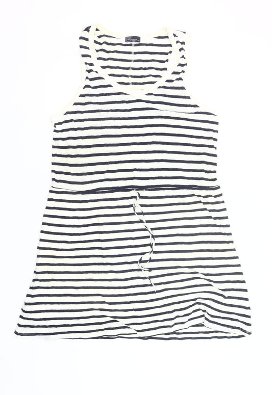 GAP Women’s XL Black White Striped Tank Dress Linen Cotton