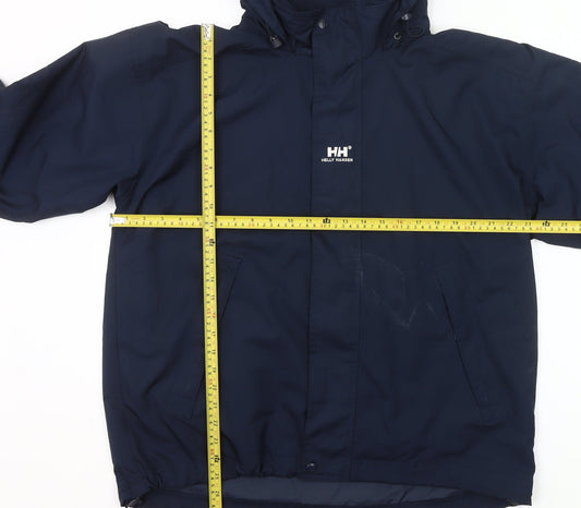 Helly Hansen Men’s Blue Waterproof Rain Jacket M Hooded Outdoor Coat