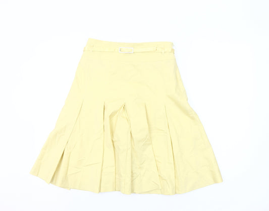 Karen Millen Women’s Yellow A-Line Pleated Knee Length Skirt UK 8