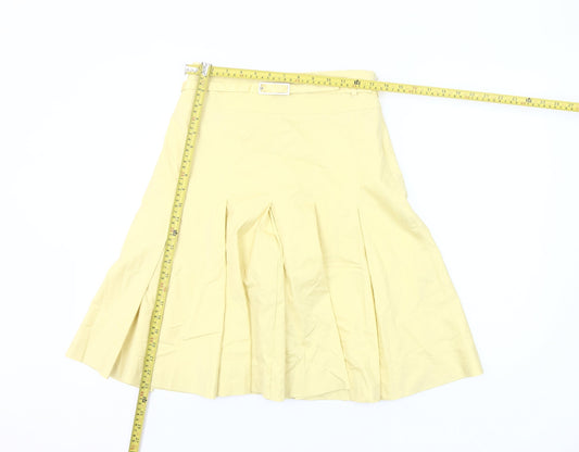 Karen Millen Women’s Yellow A-Line Pleated Knee Length Skirt UK 8