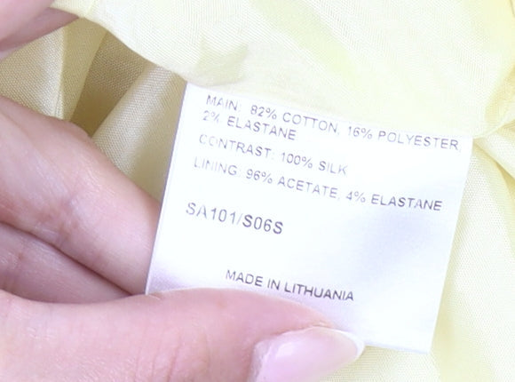 Karen Millen Women’s Yellow A-Line Pleated Knee Length Skirt UK 8