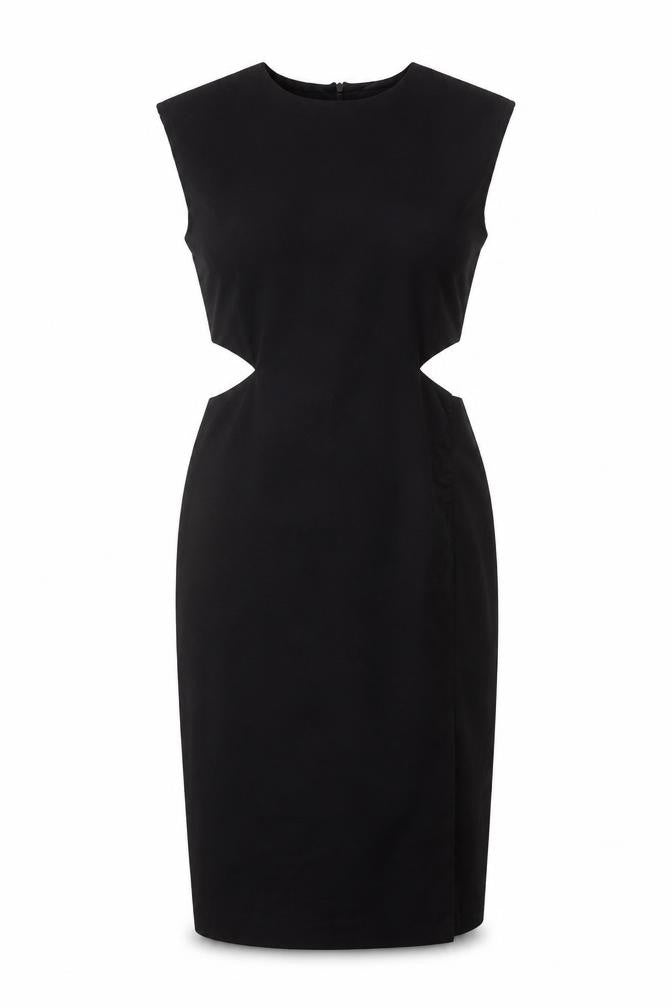 Zara Women Black Short Sleeve Sheath Knee Length Dress S