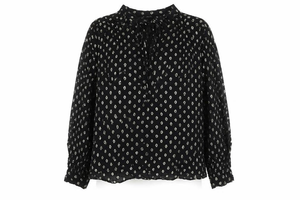 Marks and Spencer Per Una Womens Black Metallic Spot Blouse Size 14