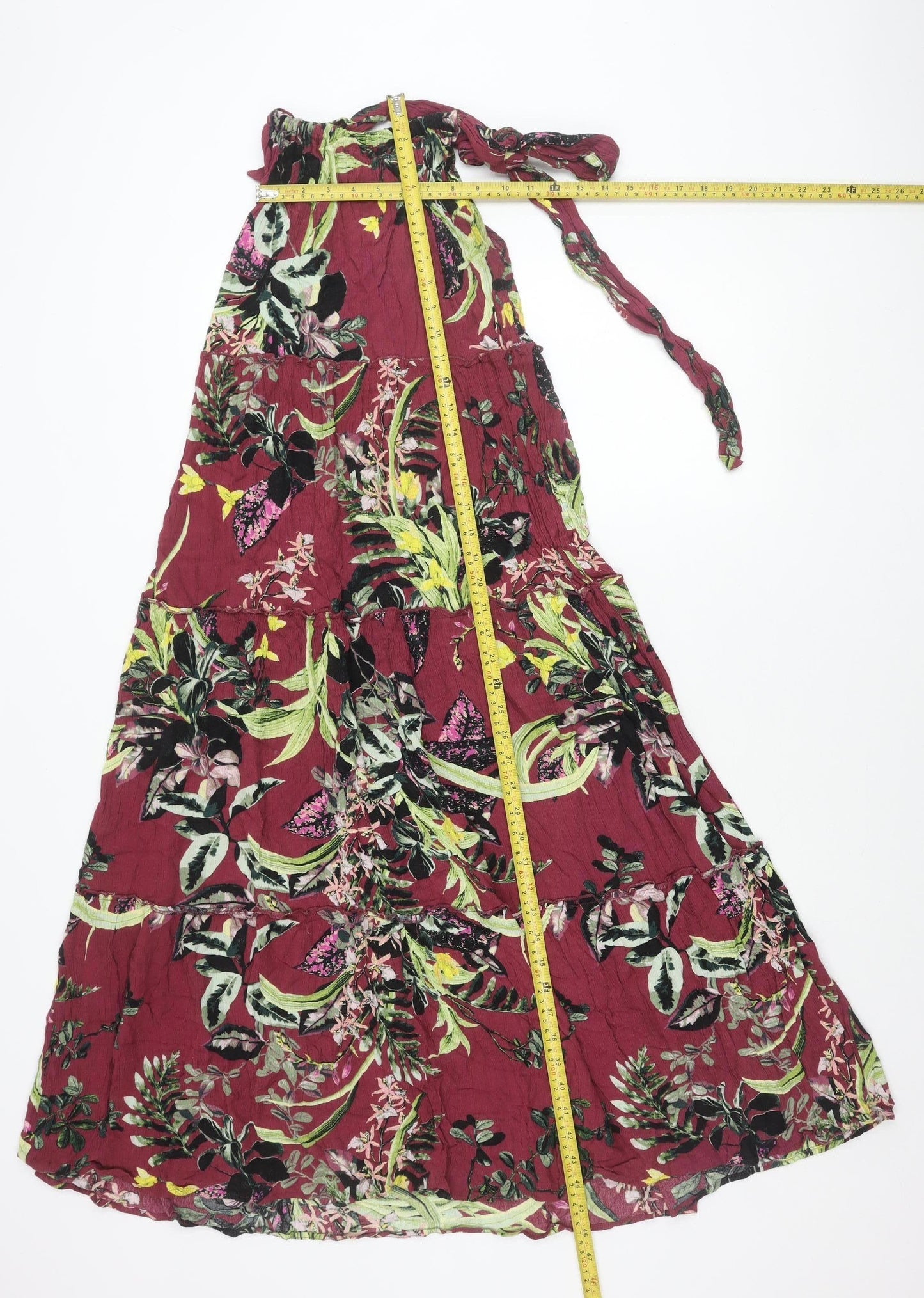Next Womens Red Floral Halter Midi Dress Size 8 Summer Boho