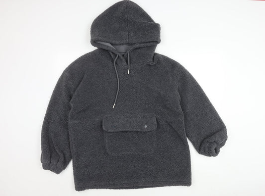 Nasty Gal Women’s Grey Hooded Pullover Hoodie Size 10 Fleece