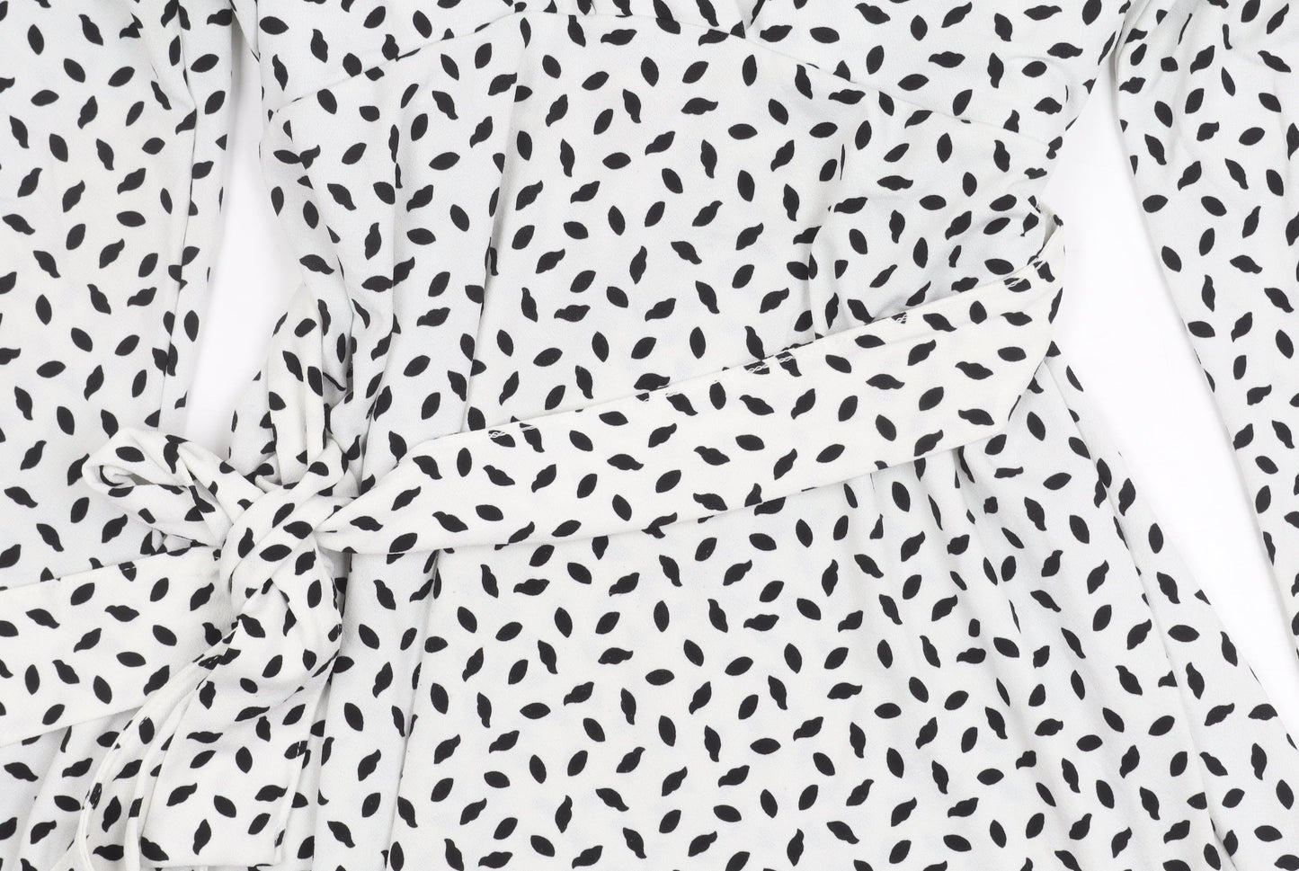 H&M Maternity Women's White Black Polka Dot Wrap Blouse Size 10