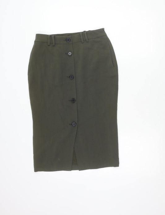 Hobbs Women’s Green Size 8 Pencil Skirt Button Detail Workwear