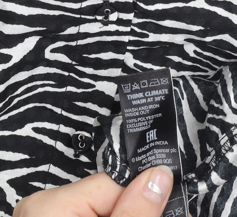 Marks and Spencer Per Una Women’s Black Animal Print Button-Up Shirt Size 10