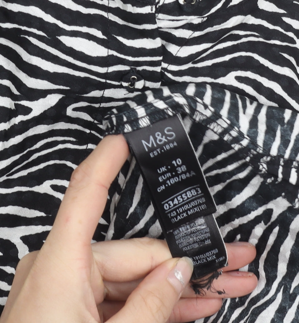 Marks and Spencer Per Una Women’s Black Animal Print Button-Up Shirt Size 10