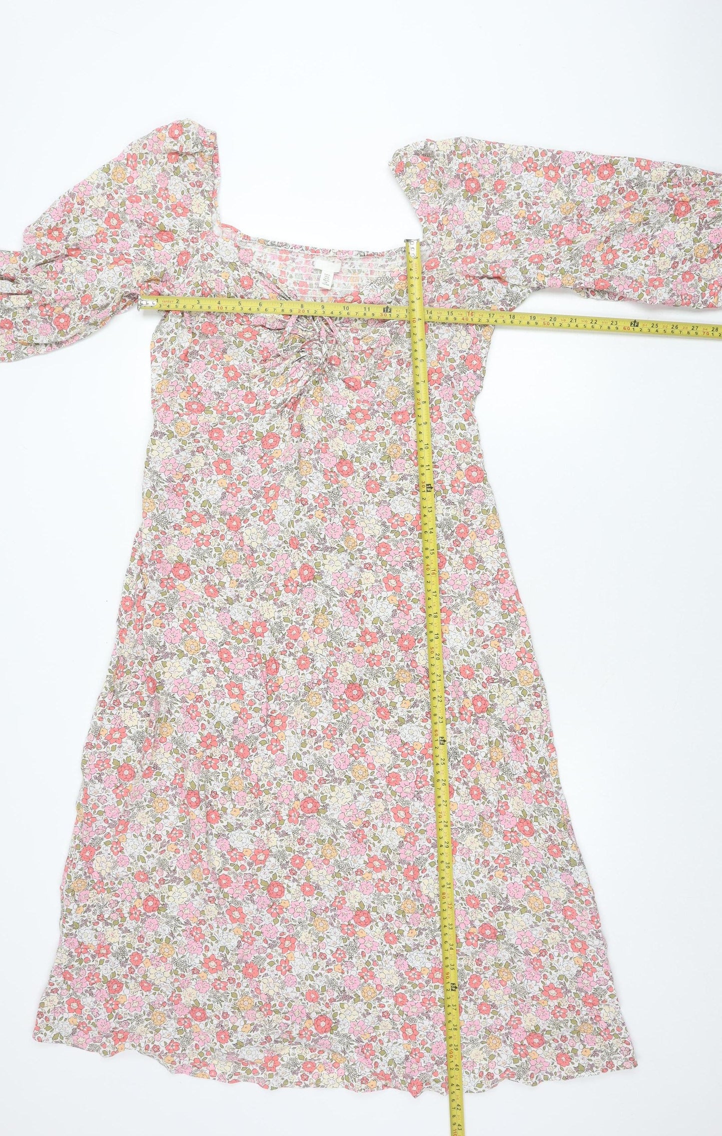 H&M Women’s Multicoloured XL Floral Puff Sleeve Shift Dress