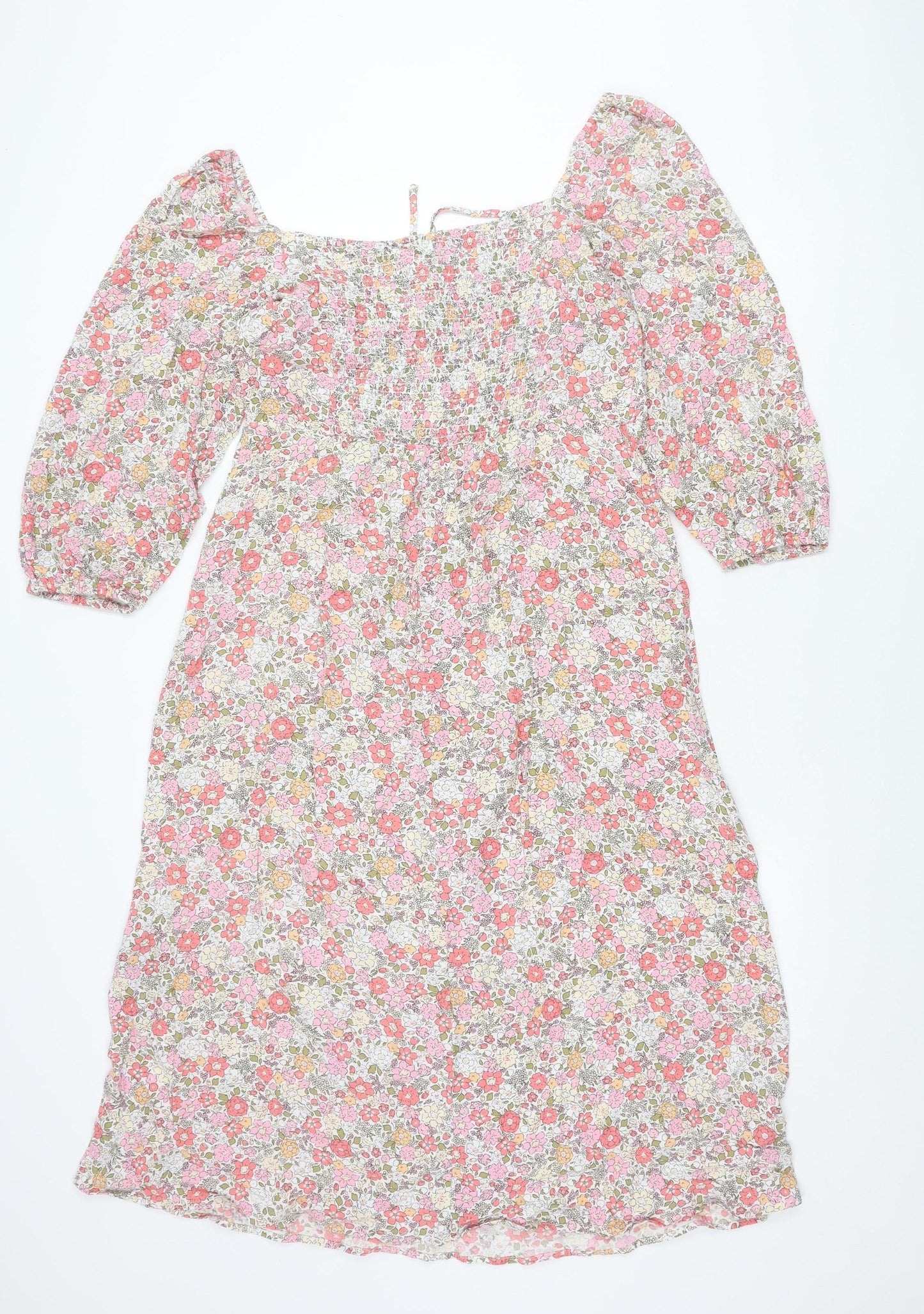 H&M Women’s Multicoloured XL Floral Puff Sleeve Shift Dress