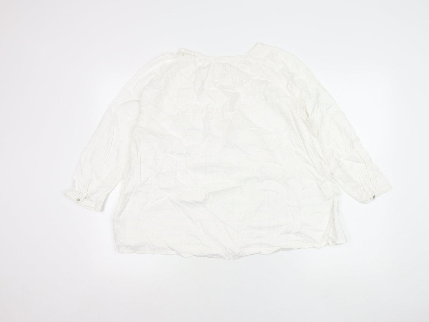 Fat Face Womens White Tunic Blouse UK 12 Long Sleeve Cotton Viscose