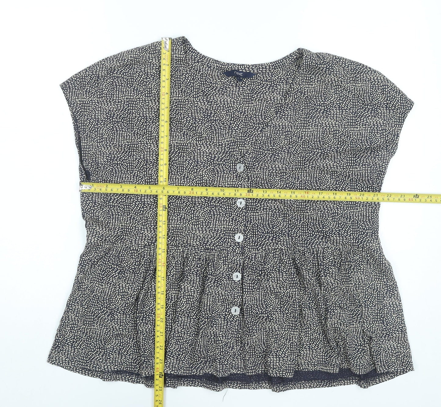 Next Women’s Black Geometric Cotton Tunic Blouse UK 16