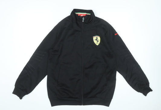 Puma Ferrari Mens Black Jacket L Regular Fit Full Zip Logo Sportswear