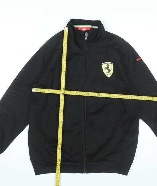 Puma Ferrari Mens Black Jacket L Regular Fit Full Zip Logo Sportswear