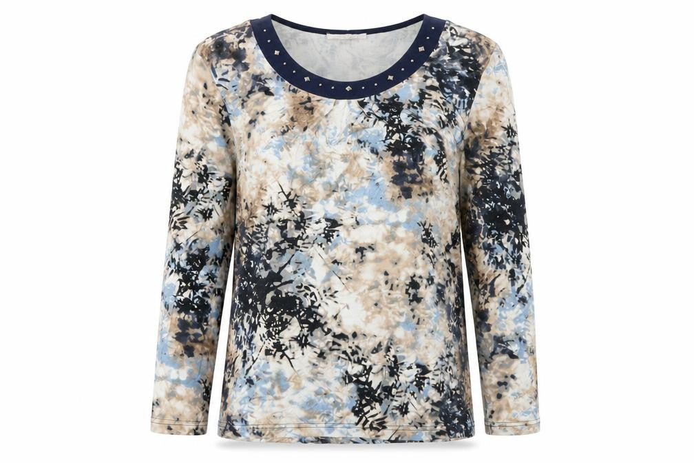 Anna Rose Womens Multicoloured XL Tunic Blouse Scoop Neck Long Sleeve